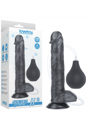 Черный фаллос с имитацией семяизвержения Lovetoy Squirt Extreme 28 см